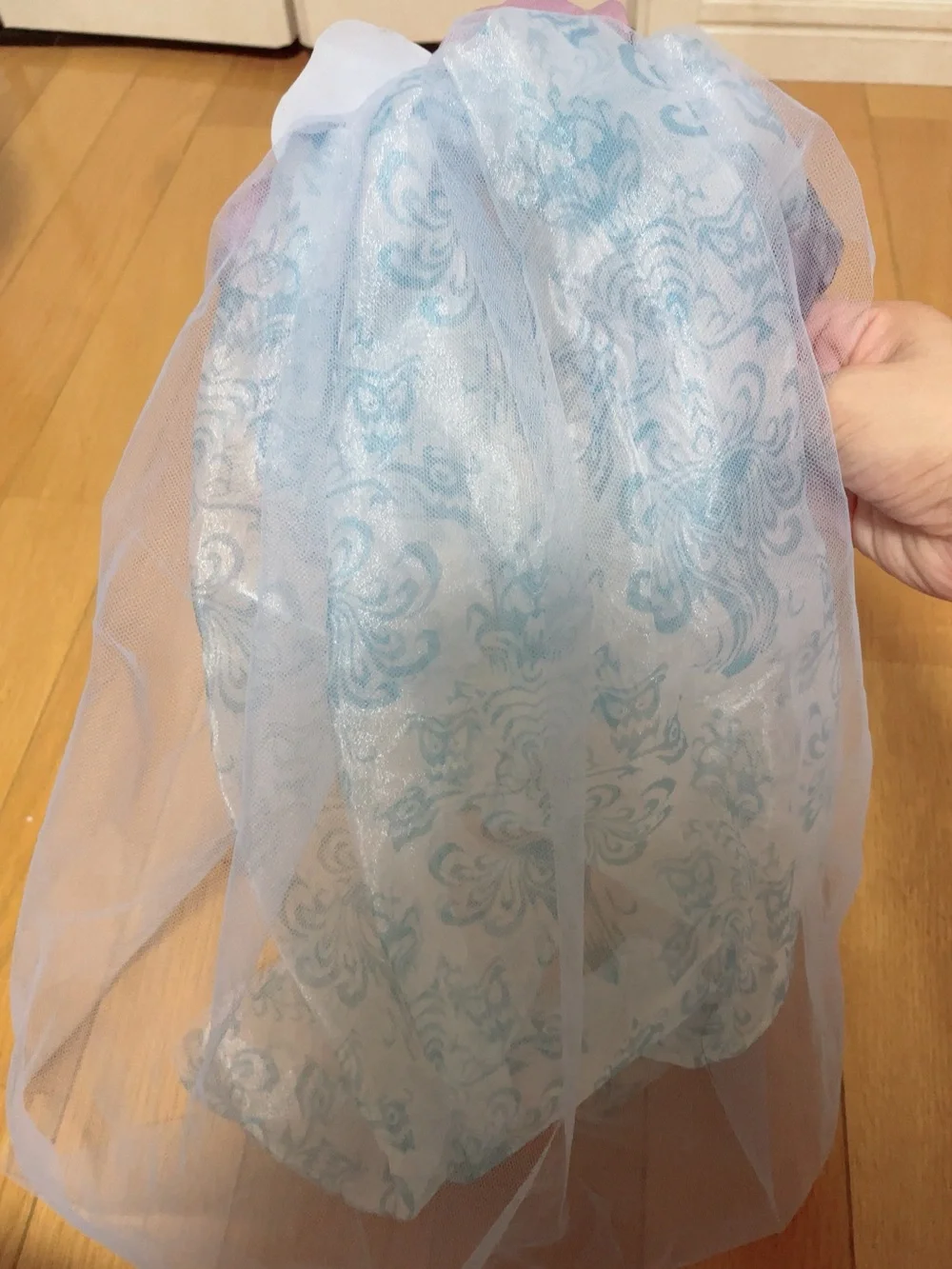 Disney Blue Floral Veil Headband with Purple Rose Accents